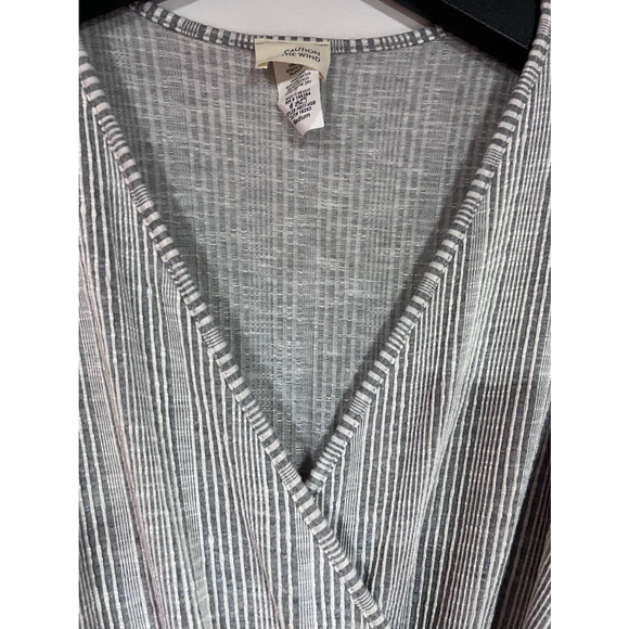 Caution To the Wind Anthropologie Jumpsuit Womens Medium Gray White Stretch - Picture 2 of 7